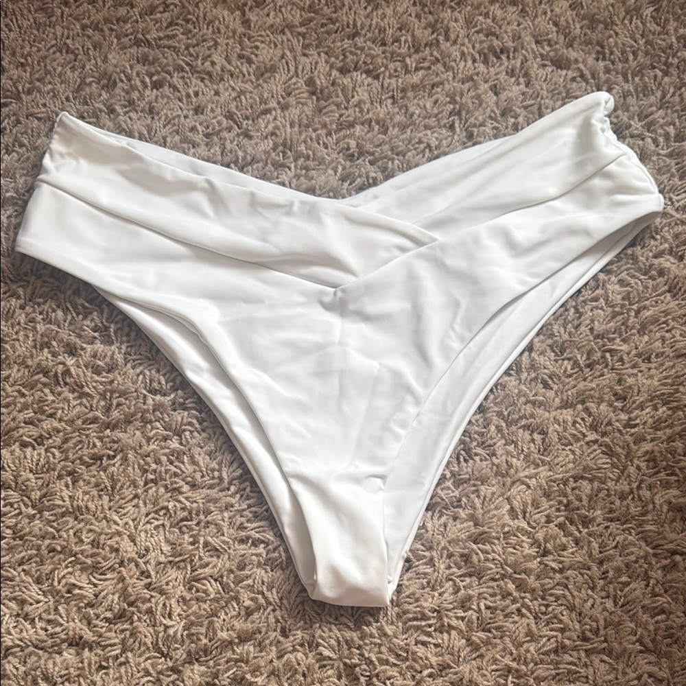 SHEIN White High-Cut Bikini Bottom